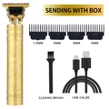 Golden cordless hair clipper set with dragon carving, limit combs, and USB charging cable - Gold Dragon Pattern - ABS Body