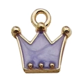 Purple marble enamel crown pendant in golden alloy for DIY jewelry making charm - Crown (11x12mm)
