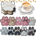 DIY diamond painting cat paw coasters set with black metal holder for cup protection - XIN004 Cat Paw / No Stand/OPP Bag