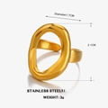 Anillo abierto ovalado irregular de acero inoxidable dorado con 1,7 cm de diámetro - Ovalado Irregular Hueco / Dorado