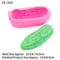Pink silicone mold with a realistic green bitter melon craft and dimensions display - Bitter Gourd 19-354 Pink