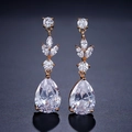 Silver drop earrings with pear-cut cubic zirconia for brides and formal wear - Fsep4004a Earrings Gold Teardrop Shape Set With Zircon.