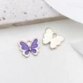 Purple enamel butterfly charm with gold trim showing front and textured back view - Purple Butterfly (12x11mm)