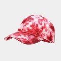 Unisex baseball cap with vibrant red and white tie-dye patterns and curved brim design - Red and White Strong Tie-Dye (15#)