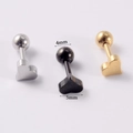 Stainless steel heart stud earrings available in silver, black, and gold colors, 5mm size - Heart / 1.2*6mm / Steel
