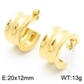 Polished 18K gold plated C-shaped hoop earrings for women measuring 20x12mm and 13g weight - Gold Thick Smooth Style (KE114926-K)