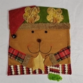 Christmas reindeer chair cover with red hat and plaid scarf for festive home decor - Reindeer Style