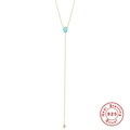 Elegant S925 sterling silver Y-shaped necklace with turquoise teardrop pendant detail - Gold #7 (Y-Shape Teardrop)