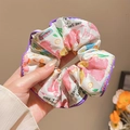 Bloemen kant haarelastiek met witte basis, roze patronen en paarse bies voor dames - #3 Paarse Beer 14 Cm
