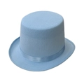 Classic light blue felt top hat for stage performance featuring matching satin ribbon trim - Sky Blue / Size L - Hat Circumference 58cm - Hat Height 13cm