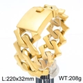 Pulsera cubana gruesa de acero inoxidable dorado, dimensiones de 220x32mm - Pulsera 20CM / 32mm De Ancho Dorado Mate