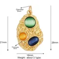 Gold-plated North Star charm with emerald, yellow, and blue stones and rock texture - K325764-Mix Colour Organic Gem