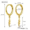 Gold plated S925 silver lightning bolt hoop earrings with dimensions 25mm height - Gold-Plain