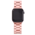 Detailed close-up of rose gold stainless steel three-bead band for smartwatches - 38/40/41mm / Rose Gold
