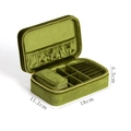 Olive green velvet travel jewelry box with zipper pocket and multi-compartment interior - Avocado Green