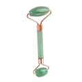 Zweiköpfiger grüner Jade-Gesichtsroller mit roségoldenem Metallrahmen zur Massage - Grüner Doppelkopf-Roller (In Box)