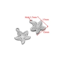 Colgante estrella de mar de acero inoxidable 17x15mm con agujero 1,7mm para joyas - 15x17mm Estrella de Mar de Puntos Color Acero / Agujero 1.7mm