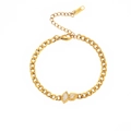 Elegant 18K gold-plated NK chain bracelet featuring two marquise-cut zircon stones - Style 1 (Two Stones) / Gold Bracelet