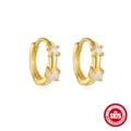 925 sterling silver gold huggie hoops with white zircon and opal stones - Opal Stone Combo