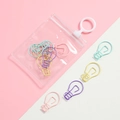 Bulb-shaped paper clips in macaron colors with a clear PVC zipper storage pouch - Light Bulb (10Pcs/Pack)