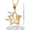 Gold plated Mama necklace with star pendant and micro inlaid zircon stones for women - Gold-D390