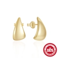 Clásicos pendientes de lágrima dorados de plata de ley 925 con acabado pulido minimalista - #8 Forma de Gota de Agua / Dorado
