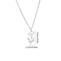 Minimalist silver stainless steel necklace with hollow flower pendant and size labels - September