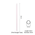 Pink heat-resistant glass drinking straw, 20cm length, 8mm diameter, straight design - Straight / Pink