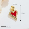 Goldener Herzanhänger mit roter Emaille und Zirkon, 1,0 g Gewicht und 1,9 cm Höhe - Gold Rotes Herz