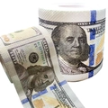 Novelty toilet paper roll featuring a detailed 100 dollar bill currency print pattern - New Edition USD