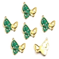 Golden butterfly charms with green enamel and rhinestones for DIY earring necklaces - No.3 Butterfly / 20x24mm / Green