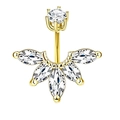 Golden belly button ring set with marquise and round cut white cubic zirconia - Style 3 Gold