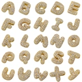 26 gold-plated 5A zircon bubble alphabet pendants with micro-pave crystals on white background - Letter A / Gold