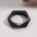Polished black resin hexagonal geometric bangle on a textured minimalist background - Hexagonal Geometric Style / 2# Bangle-Black