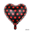18-inch heart-shaped foil balloon featuring black background and red polka dot pattern - 18 Inch Black With Red Polka Dots
