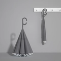Dark grey inverted umbrella with C-shaped handle and laser-cut floral patterns - Gentleman Grey - Automatic Inverted