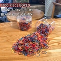 Set di 1000 elastici per capelli multicolore ad alta elasticità in barattolo trasparente - Confezione in scatola / 9# Nero e Colori Standard (1000 Pezzi)