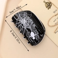 Halloween black acetate spider web hair claw clip in a size of 8.2cm for vintage styling - Black Spider