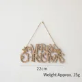 22cm wooden Merry Christmas sign with gold glitter stars and twine hanging loop - 22cm Gold Letter