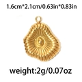 Polished gold 304 stainless steel fan-shaped leaf pendant for elegant jewelry - Golden Shell