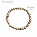 Detailed macro view of 6mm golden beaded stainless steel bracelet with 35 beads - 6mm Bead Diameter - Elastic Style (YB-852G-6mm)