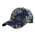 Detail of floral lace embroidery and mesh texture on this stylish summer sun baseball cap - Plain Lace Style / Navy Blue