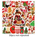 50 pegatinas de Navidad impermeables no repetitivas con Papá Noel y muñecos de nieve - 50 Piezas Estilo Ins de Navidad-928