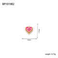 Fashionable pink enamel heart pendant with gold beaded edge and zircon stone inlay - Pink