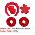 Twisted puffy headband set for skincare with product dimensions and weights - 6-Piece Flower Set (7#) / Red