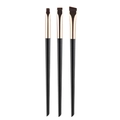 Set of three angled and flat eyeliner brushes with black handles and rose gold tubes - 3Pcs Black Gold Brush Set