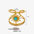 Vergoldeter Edelstahlring mit Sternenschliff und Türkis-Inlay, verstellbares Design - Türkis Stil