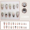 Unghie finte sfumate francesi con cuori e stelle 3D in metallo liquido argentato - Stile Metallico Argento 3D Sfumato Rosa Bianco (D3009) / Tipo di Colla