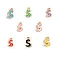 Enamel alphabet S pendants in 8 colors with golden alloy edges for DIY jewelry making - Letter S / Black