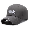 Gorra de béisbol gris oscuro con bordado Trick y detalles desgastados - Ajustable / Gris